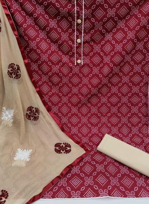 TCDS Ruby Slub 1 Fancy Bandhni Printed Dress Materials 